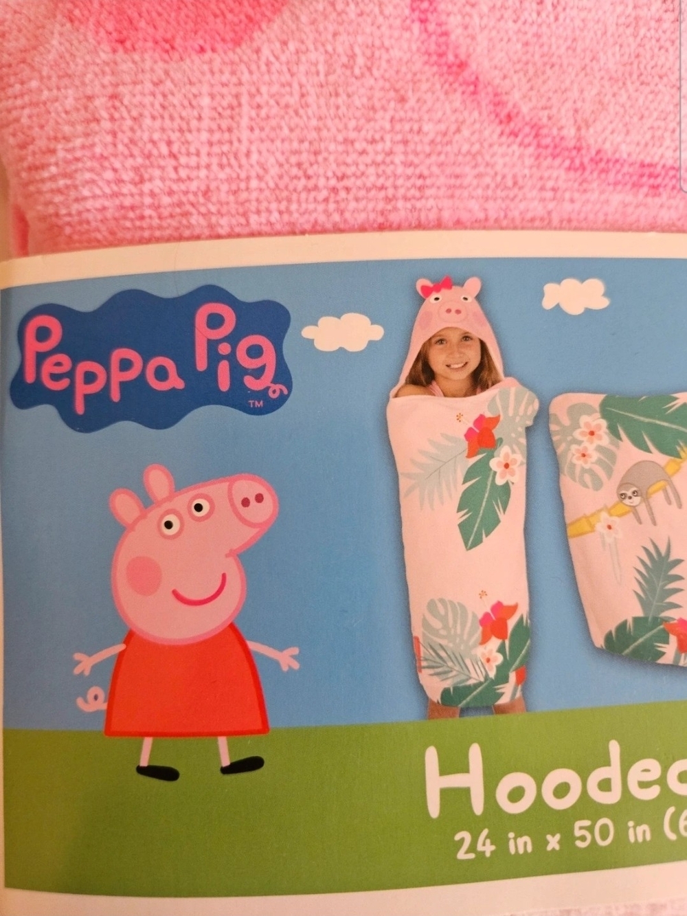 Peppa Pig Pink Hooded Towel with Bow - Picture 2 of 7